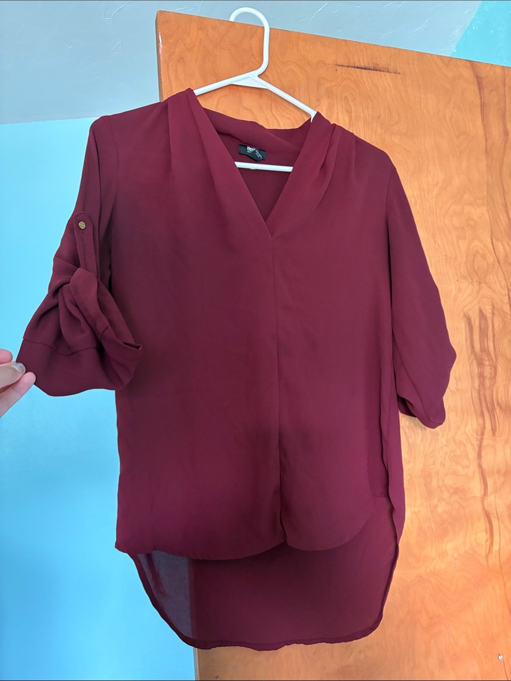V-Neck Burgundy Blouse